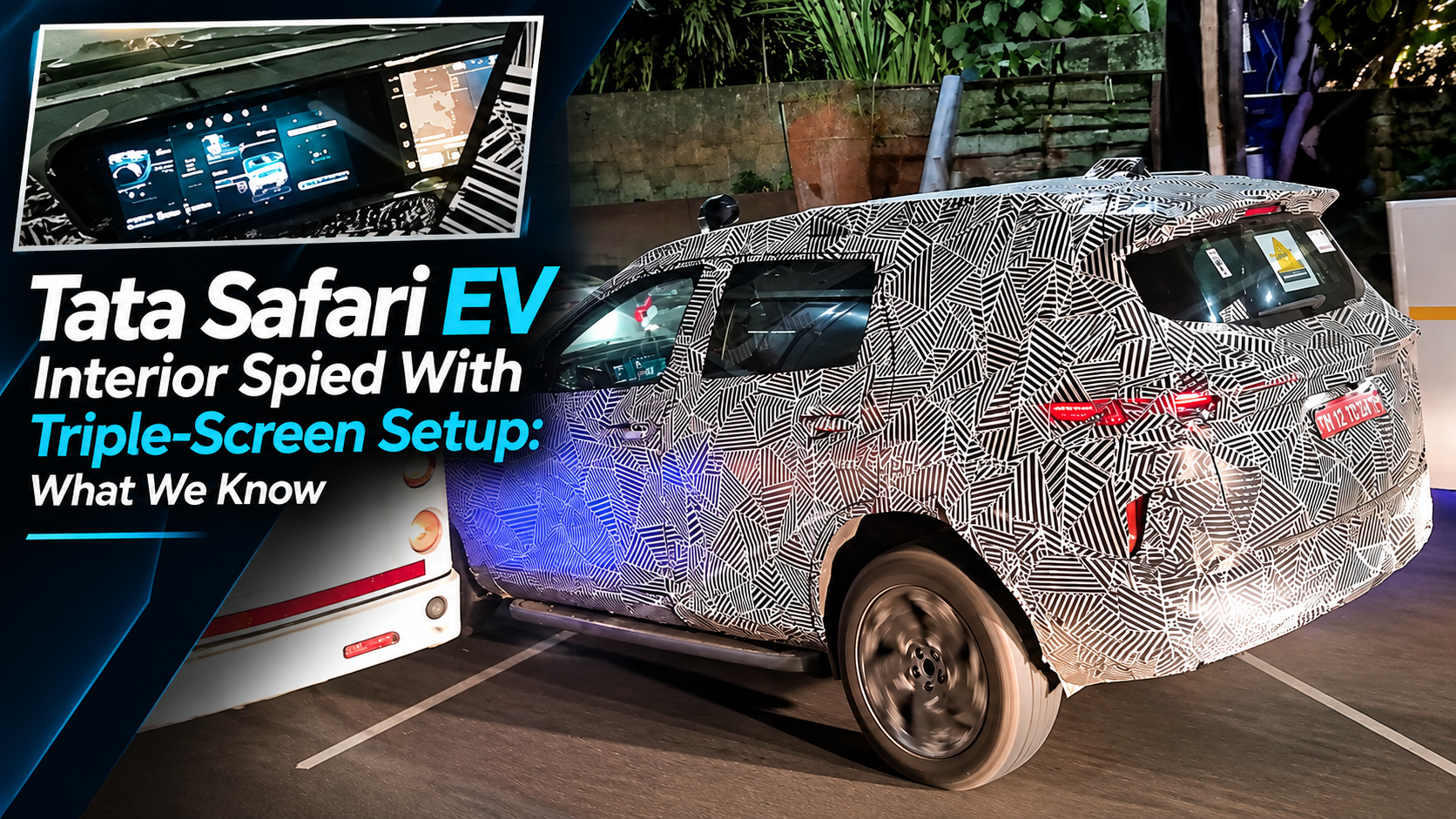 Tata Safari EV Interior Spied With Triple Screen Setup: What We Know